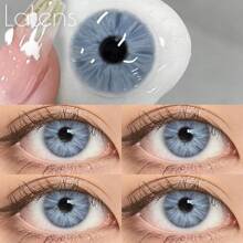 Lalens Lentes de contacto de uso anual de la Colección Meta de Lalens - 1 par de lentes de contacto grises y blancos para agrandar naturalmente los ojos y para maquillaje de ojos