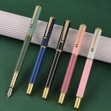11pcs 0.5mm Pointed Calligraphy Fountain Pen Set, 1pc Pen With 10pcs Ink Refill Cartridges, Elegant Gift Set For Office, School, Birthday (Pen Only, No Box) School Supplies,Back To School