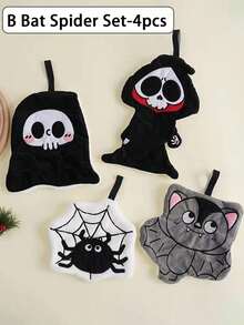 1pc Creative Skull & Ghost Design Hand Towel, Hanging Decorative Hand Towel For Kitchen, Bathroom, Room, Absorbent & Easy To Clean, Personalized Towel Back To School Dish Cloths Kitchen Towel - Multicolor - View 8