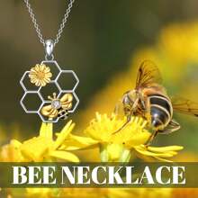 A Set Of 3pcs Fashionable Bee Sunflower Honeycomb Pendant Necklaces, Stylish And Elegant Necklaces, Suitable For Casual Wear, Parties, Weddings, Vacations, Queues, Music Festivals, Perfect Gifts For Girlfriends, Wives, Boyfriends, Daughters, Mothers, And Best Friends As Easter, Mother's Day, Father's Day, Thanksgiving, Halloween, Christmas, Graduation Season, Weddings