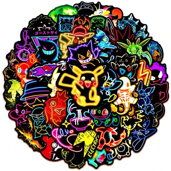 pokemon 50PCS Cute Cool Pokemon Stickers DIY Skateboard Laptop Car Luggage Cool Pikachu Anime Decal Sticker Kids Toys Gifts Room Decor Home Decor Wall Decor Personalized Wall Stickers