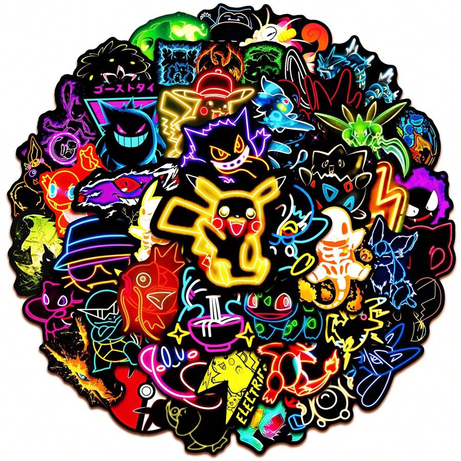 pokemon 50PCS Cute Cool Pokemon Stickers DIY Skateboard Laptop Car Luggage Cool Pikachu Anime Decal Sticker Kids Toys Gifts Room Decor Home Decor Wall Decor Personalized Wall Stickers