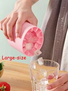 1个粉色硅胶便携式冰模，圆柱形3D冰块模具，易脱模硅胶冰格，多层设计，简约桶形带盖，可重复使用，适用于家庭、酒吧、俱乐部和户外夏季饮品，是制作鸡尾酒和水果的理想之选，厨房用品，返校必备 - 粉色 - 查看 6