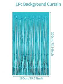 1pc 100*200cm, Glossy Lake Blue Birthday Party Background Decoration Plastic Rain Curtain, Birthday Party Background Decoration Hanging Banner Glossy Rain Curtain, Birthday Hanging Rain Curtain Decorations Decorations For Birthday Parties, Weddings, Festivals, Theme Party Background Decorations, Party Photo Props, Room Wall Decorations, Home Decorations