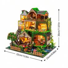 Modèle d'assemblage de villa de la forêt des fées, micro-kit artisanal DIY, décoration de chambre, artisanat en bois, cadeau d'anniversaire