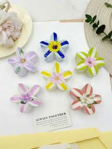 1 pièce/6 pièces Pince à cheveux fleurie colorée, pince à nœud convenant pour la vie quotidienne des femmes, le maquillage, les loisirs, les fêtes, assortir les tenues, les trajets, les accessoires de plage, les vacances, la photographie - Accessoire de coiffure. Choix de cadeau parfait pour l'anniversaire, la remise des diplômes, la saison des mariages, l'anniversaire et toutes les fêtes