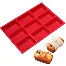 迷你面包盘硅胶烘焙模具适用于迷你面包蛋糕和面包、肉饼、玉米面包、布朗尼、松饼、矩形肥皂块、树脂环氧树脂 - 紅色 - 查看 2