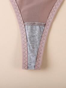 5条/包 女士无缝纯色性感低腰丁字裤，舒适比基尼内裤 - 彩色 - 查看 6