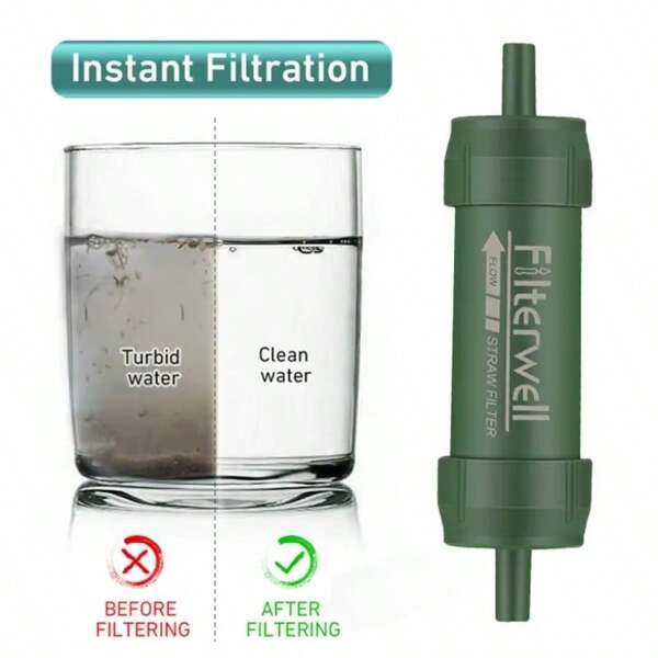 Outdoor Überlebens-Wasserreiniger, tragbarer Wasserfilter Strohhalm für Outdoor Camping Wandern Notfall