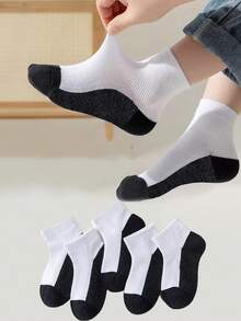 5 pares de calcetines deportivos de unicolor minimalista, adecuados para estudiantes y adolescentes, con ajuste elástico, para todas las temporadas - Multicolor - Ver 1