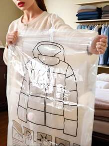 2/1pc Vacuum Compressed Storage Bag, Hanging Clothes Organizer Bag, Dust Proof Garment Bag With Swivel Hook, Space Saving, Waterproof, Moth-Proof, Zipper Sealed, Ideal For Clothes Storage, Winter Wear, Space Saver Bags
