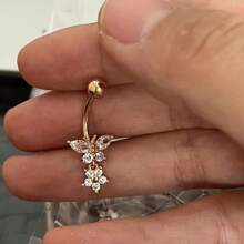 1 pièce Anneau de nombril en acier inoxydable 316 avec strass, bijou de piercing de bouton de ventre personnalisé