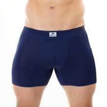 Men's Boxer Briefs With Side Pockets. Does Not Roll Up On The Legs And Is Highly Durable. - Azul Marino - Ver 3