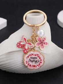 1pc Oil Drop Mother's Day Tulip Bouquet, Rose Flower, Letters Alloy Keychain Accessories, Stainless Steel Key Ring Women Fashion Simple Pendant Accessories Street Party Y2k Elegant Style Suitable For Daily Wear Mobile Phone Wallet Backpack Car Pendant Key Accessories Mother's Day Perfect Gift For Mom Mother's Day Gift Birthday Gift Holiday Gift Car Accessories Bag Charm