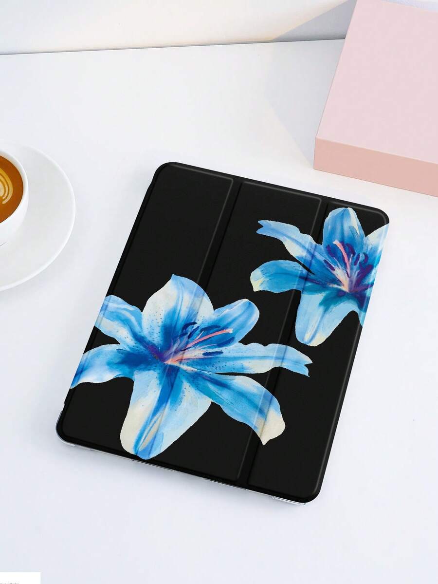 1 件芙蓉花，蓝色花卉印花保护壳，兼容 iPad 10.2、iPad Pro 11 英寸 2021/2020/10 代、iPad Mini 4/5/6、Galaxy Tab A8 10.5 英寸 2022、Matepad 10.4、Mipod Tab，带笔架，防摔，平板电脑支架保护壳