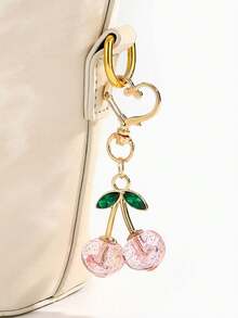 New Stylish Crystal Cherry Pendant Metal Keychain, Suitable For Daily Wear And As A Schoolbag Accessory For Back-To-School Season. It Can Also Serve As A Bag Accessory, And Make A Great Gift For Family, Friends, Classmates, Lovers. It Is Also Suitable As A Birthday Gift, A Gift For Teachers, And A Souvenir. - Black - View 10