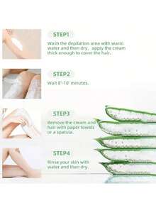 2 件芦荟脱毛膏套装，保湿，温和，清洁皮肤，去除腋毛、腿毛、手毛、胡须毛，无刺激