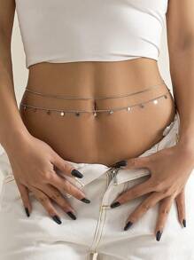 Bijoux mode européenne et américaine, chaîne de taille transparente cristal sexy minimaliste, chaîne de corps de bikini charmante avec strass (chaîne faite main coupée sur mesure, quantité de perles non fixe)