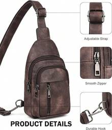 MASINTOR Sling Bag Women - Crossbody Bags Fanny Pack With Vegan Leather - Adjustable Sling Backack Travel Mocha Brown - Mocha Coffee - View 6