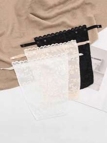 1pc Women's Summer Lace Padded Bra Inserts Anti-Exposure Bra Anti-Slip Chest Patch Ice Silk Cool Double-Layer ,Removable & Washable Push Up Bra Pads Made Of Woven Polyester,Anti-Leakage Chest Shield Pads, Women's Lingerie & Underwear Accessories,Anti-Slip Chest Strap Anti-Exposure Lace Seamless False Collar Bra Wrap Vest Low Tie Shame Plate To Cover Cleavage, Shame Plate, Low Tie Lace Panel