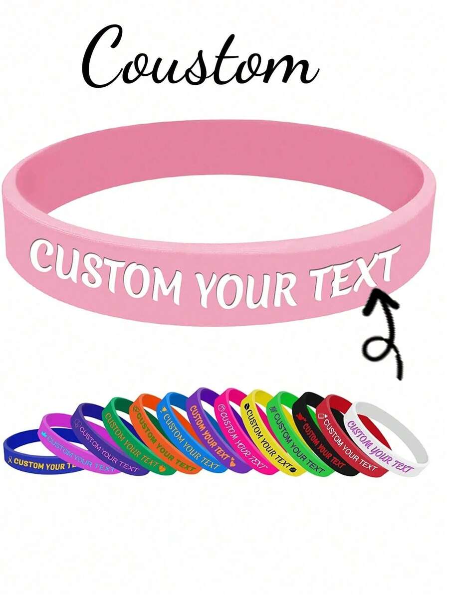 Personalized Printed Silicone Wristbands - Custom Text Bracelets For Weddings, Parties, Events, Sports And Causes, Custom Silicone Wristbands For Causes, Events, Fundraisers, Advocacy, Support Adult Pride Rubber Wristbands,Art Activities For Children - Multicolor - View 1