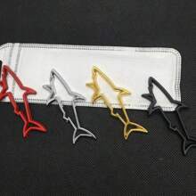 1pc Car Shape 3D Metal Sticker, Simple And Practical Multifunctional Shark Badge Sticker, Car/Motorcycle/Gas Cap Decoration Emblem, Suitable For All Vehicle Exterior
