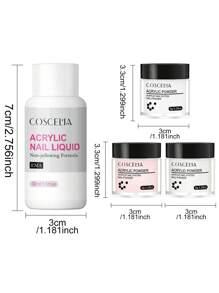 coscelia 4PCS Acrylic Nail Kit-8G Acrylic Powder & 30ML Acylic Nail Liquid No Needed Nail Lamp, 8G Pink White Clear Acrylic Powder Long Lasting For Acrylic Extension Or Acrylic Carving For Women DIY Acrylic Nails
