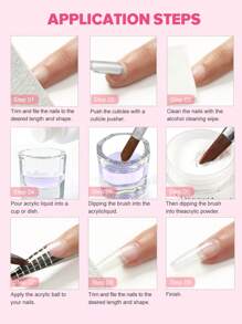 coscelia 4PCS Acrylic Nail Kit-8G Acrylic Powder & 30ML Acylic Nail Liquid No Needed Nail Lamp, 8G Pink White Clear Acrylic Powder Long Lasting For Acrylic Extension Or Acrylic Carving For Women DIY Acrylic Nails