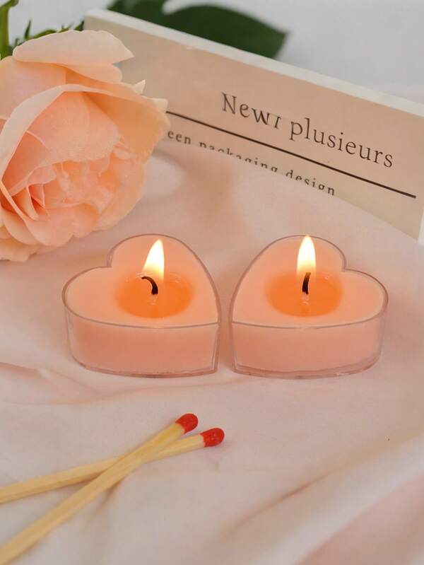 A Box Of 9 Creative Heart-Shaped Confession Candles, Home Smokeless Tea Wax For Brewing Tea, Romantic Heart-Shaped Small Candles, Lacquer Wax, Christmas, Halloween, Birthday, Wedding