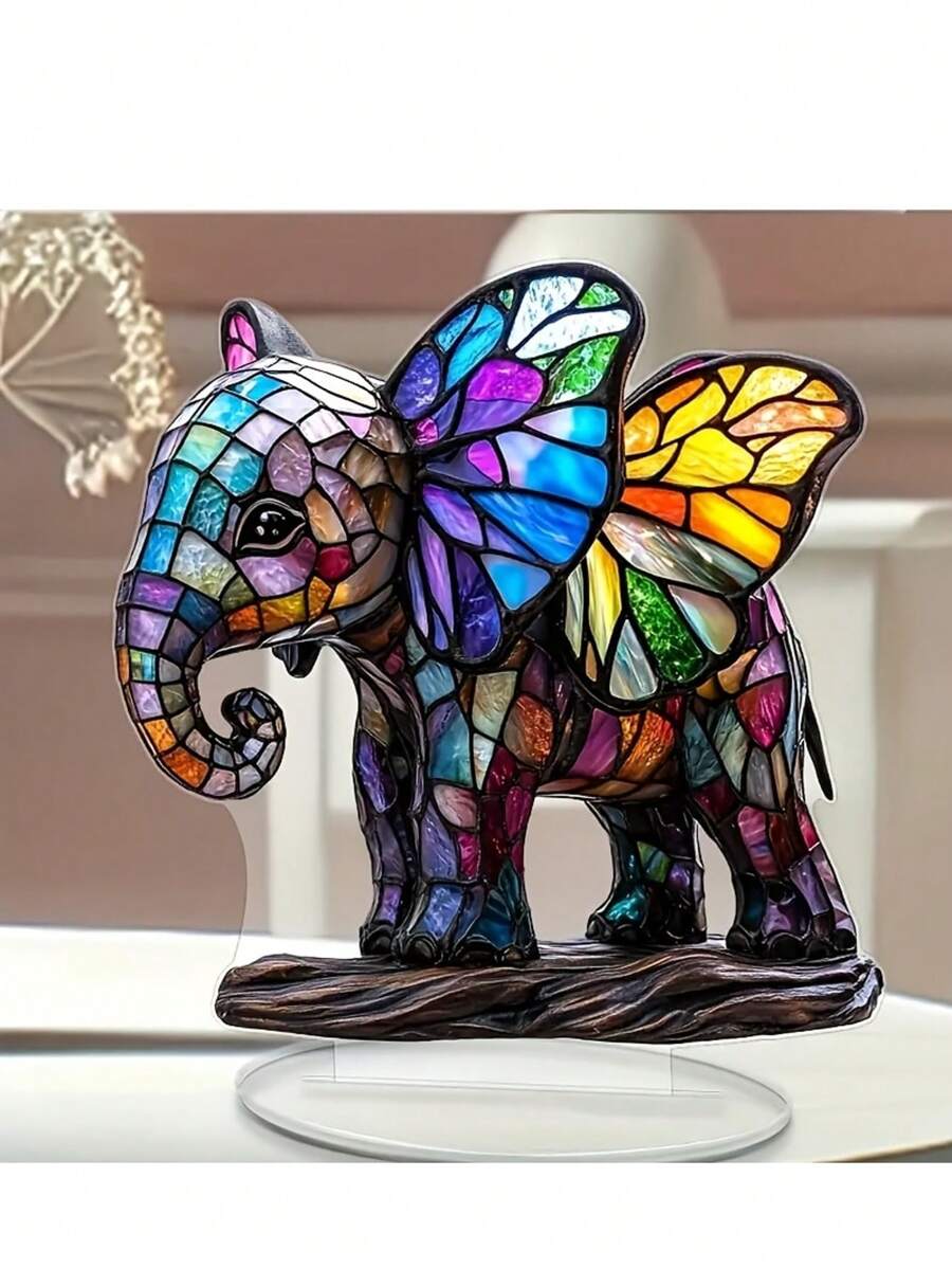 2D Bohemian Style Acrylic Elephant Decoration, Very Suitable For Christmas, Valentine's Day, Father's Day, Graduation, Office And Home Decoration