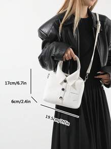 1 pieza, (19,6 cm * 17 cm * 6,1 cm) Bolso de mano de mujer de moda, bolso de hombro, bandolera, bolso de mano, bolso tipo tote, bolso mini de forma asimétrica, material de PU resistente a arañazos y al desgaste, adecuado para compras, citas, fiestas, viajes, correa de hombro ajustable, elegante bolso de mujer casual