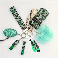 7Pcs Rainbow Bling Safety Keychain Set For Women Rhinestone Bling Women Self-Defense Keychains Sets Personal Security Product Accessories - 紅色 - 查看 5