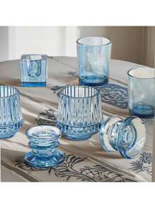 1 Stück blauer Glas-Kerzenthalter, geeignet für Teelichter, für Hochzeitsmittelpunkt Dekoration, Party Deko, Brautparty, Geschenke und Heim-Dekoration