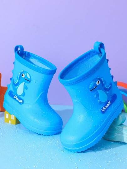 Cartoon wasserdichte Gummiregen Stiefel für Kinder, Kniehohe Regen Schuhe für Mädchen & Jungen, Alter 2-9