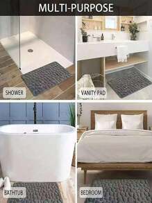1pc Coral Velvet Stone Embossed Floor Mat, Non-Slip Door Mat, Solid Color Simple Bathroom Absorbent Foot Pad, Thickened Sponge Floor Mat