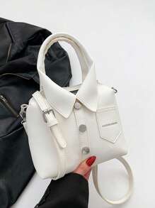 1 pieza, (19,6 cm * 17 cm * 6,1 cm) Bolso de mano de mujer de moda, bolso de hombro, bandolera, bolso de mano, bolso tipo tote, bolso mini de forma asimétrica, material de PU resistente a arañazos y al desgaste, adecuado para compras, citas, fiestas, viajes, correa de hombro ajustable, elegante bolso de mujer casual