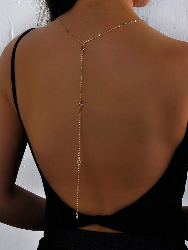1pc Elegant European & American Style Teardrop Shaped Body Chain Long Necklace For Women
