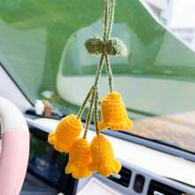 1pc Handmade Knitted Rear View Mirror Pendant Ornament - Cute Car Accessories Aesthetic - Kawaii Decor For Car And Home Decorative Pendants