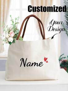 定制伴娘沙滩包 - 个性化帆布手提包，可印制姓名，完美适用于婚礼、新娘派对和旅行 - 象牙色，是万圣节/圣诞节/感恩节/新年/情人节等节日个性化礼物的理想之选。这款女士手提包便携、多功能、百搭、大容量、轻便、实用、适合所有年龄段，包括初中生、高中生、大学生、大一新生、大二学生、低年级学生。精致浪漫，箱包行李，定制女士单肩包 - 彩色 - 查看 9