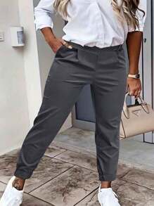 Calças Compridas Casuais e Confortáveis com Cordão na Cintura para Mulheres Plus Size, Versáteis