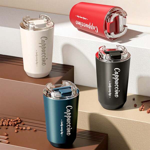 1pc 380ml Double Wall Vacuum Stainless Steel Coffee Tumbler, Portable Insulated Travel Mug Suitable For Office Workers, Elegant Appearance, Convenient To Carry, Enjoy A High-Quality Lifestyle