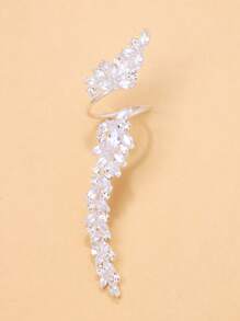 1pc New Zirconia Leaf Design Adjustable Party Versatile Ring, Fashion Jewelry Accessories For Women