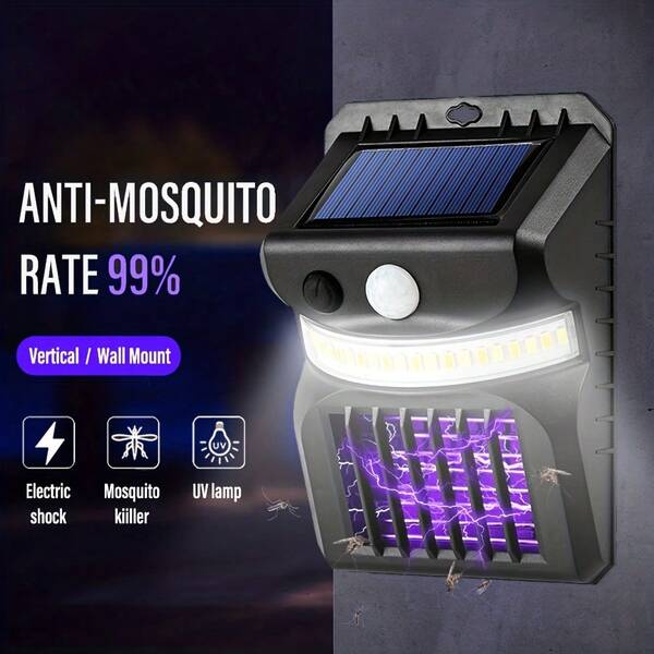 1 Stück 16/26 LED Solar Sensor Mückenkiller, IP65 wasserdichte UV-Licht für den Außenbereich, Elektrisch Schockstrom Mückenkiller zum Anlocken von Mücken, Bewegungsmelder Wandlicht, variable Farbtemperatur, für Garten, Gehweg, Terrasse
