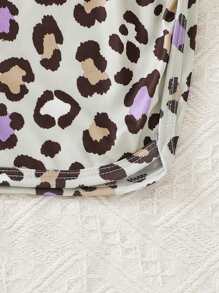 2 Peças Conjunto de Pijama Ajustado para Meninas, Regata e Shorts com Estampa de Leopardo, Roupas de Descanso Fofas, Confortáveis e Macias, Verão