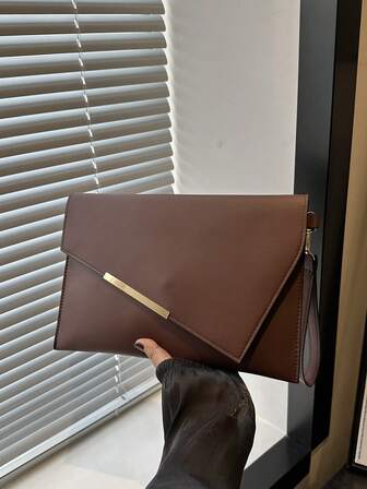 Fashionable Solid Color PU Leather Envelope Clutch, Suitable For Banquets, Parties, Street Style, Versatile, Fashionable Clutch Bags For Woman
