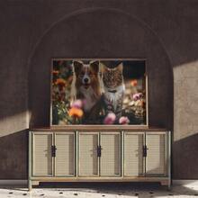 1 Pc Canvas Painting,TV, Dog, Cat, Flowers, Wooden - Table, Plant,Wood Framed Painting (1) Thickness 2.5 Cm/ 1 Inch-Home Decoration For All Occasions,Ideal New Year, Valentine's Day,Thanksgiving,Easter,Christmas Gift,Room Decoration Aesthetic,Wall Decoration Art,Perfect Gift,Autumn And Winter Wall Decoration,Living Room Decoration, Bedroom Decoration, Kitchen Decoration, Entry Decoration, Bathroom Decoration, Direct Wall Painting, High Quality Wall Painting Poster,Modern Home Decoration Stretched And Framed Ready To Hang