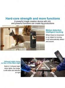 1pc Portable Video Conference Recorder, Equipped With A 180° Rotating High-Definition Night Vision Camera. It Has Functions Such As Motion Detection, Loop Recording, And Ultra-Long Standby Time, And Supports Audio And Video Synchronization. Suitable For Outdoor Video Shooting While Cycling, It Is Lightweight And Easy To Carry, Making Conference Recording Burden-Free.