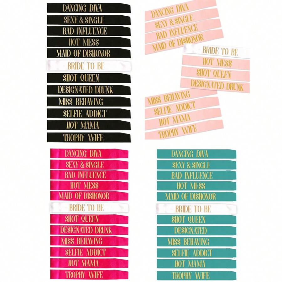 Hen Party Bachelore Sash Set (12 Pcs) 1 White Bride To Be Sash Bachelore Sashes For The Bride Tribe - Amazing Bridal Shower Party Favors,Christmas - Multicolor - View 1