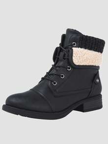 GLOBALWIN Women's Combat Boots Dressy Lace Up Ankle Boots For Women Low Heel Fall Boots Halloween Season - 黑色 - 查看 1