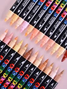 GuangNa Bộ 12/24 bút dạ màu da, bút vẽ acrylic đầu mềm, khô nhanh, thích hợp cho thủy tinh, vải, minh họa, phác thảo, vẽ tranh, kim loại, các dự án DIY, đồ dùng cần thiết cho năm học mới. - Nhiều màu - Xem 7